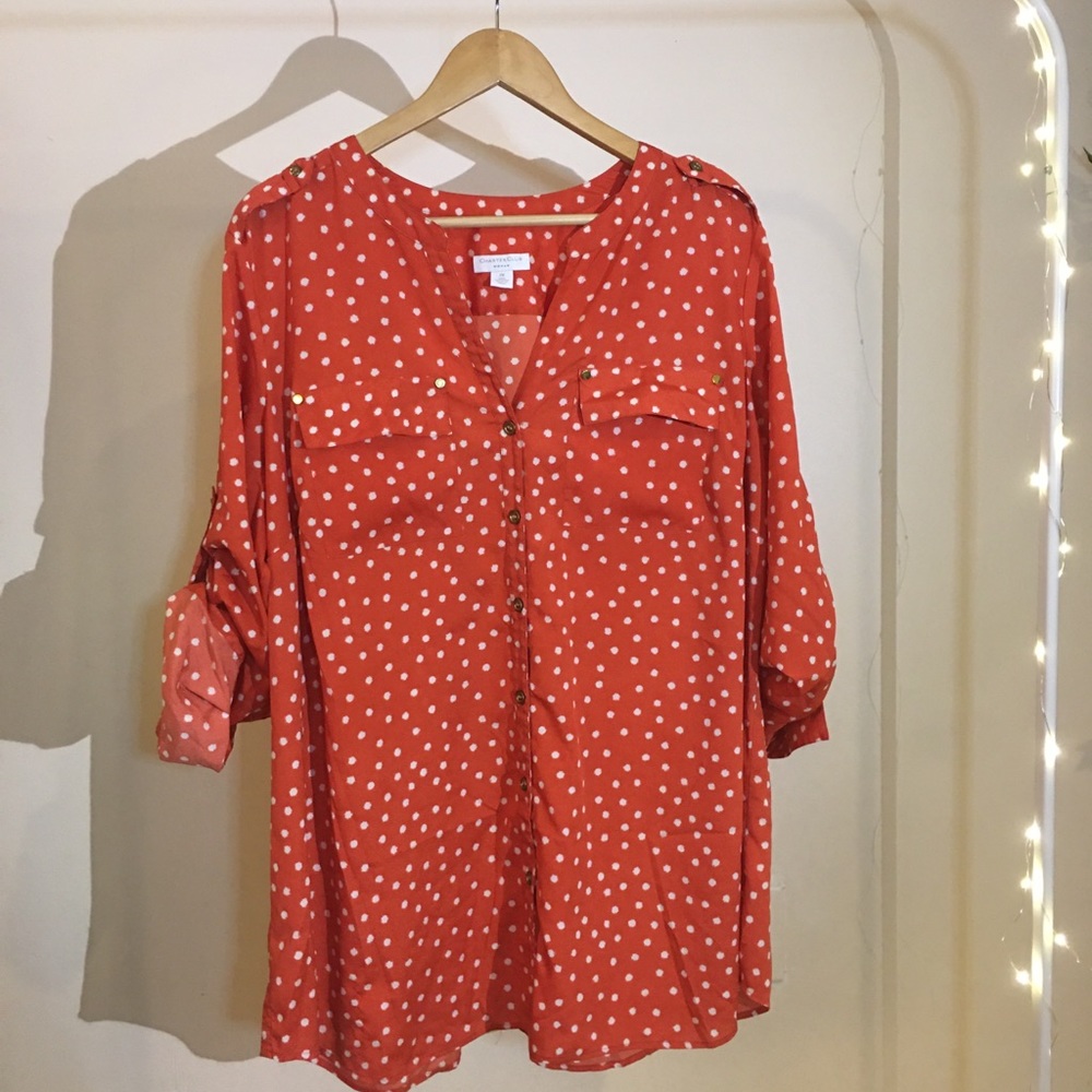 Charter Club Polka Dot Button down Top